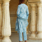 Sky Blue Floral Straight Trousers Kurta Bottom And Dupatta Set