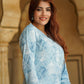 Sky Blue Floral Straight Trousers Kurta Bottom And Dupatta Set