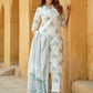 White Floral Straight Trousers Kurta Bottom And Dupatta Set