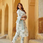 White Floral Straight Trousers Kurta Bottom And Dupatta Set