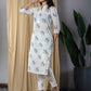 Orni Fashion White Printed Straight Trousers Kurta set