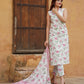 peach and White Floral Straight Trousers Kurta Bottom And Dupatta Set