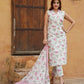 peach and White Floral Straight Trousers Kurta Bottom And Dupatta Set