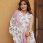 peach and White Floral Straight Trousers Kurta Bottom And Dupatta Set