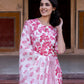 Orni Fashion Pink And White Printed Straight Kurta Bottom And Dupatta Set