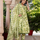 Orni Fashion Green Printed Anarkali Kurta Bottom And Dupatta Set