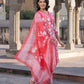 Orni Fashion Pink And White Embroidered Straight Kurta Bottom And Dupatta Set
