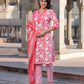 Orni Fashion Pink And White Embroidered Straight Kurta Bottom And Dupatta Set
