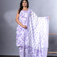 Orni Fashion Purple And White Floral print Straight Kurta Bottom And Dupatta Set