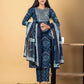 Orni Fashion Blue Bandhej Print Straight Kurta Bottom And Dupatta Set