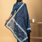 Orni Fashion Blue Bandhej Print Straight Kurta Bottom And Dupatta Set