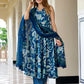 Orni Fashion Blue Floral print A-Line Kurta Bottom And Dupatta Set