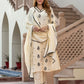 Orni Fashion Cream Solid Straight Kurta Bottom And Dupatta Set