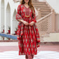 Orni Fashion Red Ethnic Motifs A-Line Kurta Bottom And Dupatta Set