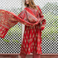 Orni Fashion Red Ethnic Motifs A-Line Kurta Bottom And Dupatta Set
