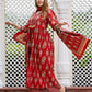 Orni Fashion Red Ethnic Motifs A-Line Kurta Bottom And Dupatta Set