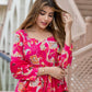 Orni Fashion Pink Floral print Anarkali Kurta Bottom And Dupatta Set