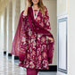 Orni Fashion Burgundy Floral print Anarkali Kurta Bottom And Dupatta Set