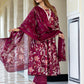 Orni Fashion Burgundy Floral print Anarkali Kurta Bottom And Dupatta Set