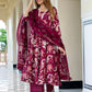 Orni Fashion Burgundy Floral print Anarkali Kurta Bottom And Dupatta Set