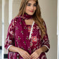 Orni Fashion Burgundy Floral print Anarkali Kurta Bottom And Dupatta Set