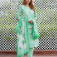 Orni Fashion Turquoise And White Striped Straight Kurta Bottom And Dupatta Set