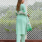 Orni Fashion Turquoise And White Striped Straight Kurta Bottom And Dupatta Set