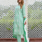 Orni Fashion Turquoise And White Striped Straight Kurta Bottom And Dupatta Set