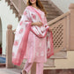 Orni Fashion Pink And White Striped Straight Kurta Bottom And Dupatta Set