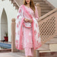 Orni Fashion Pink And White Striped Straight Kurta Bottom And Dupatta Set