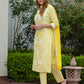 Orni Fashion Yellow And White Striped Straight Kurta Bottom And Dupatta Set