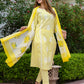 Orni Fashion Yellow And White Striped Straight Kurta Bottom And Dupatta Set