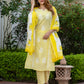 Orni Fashion Yellow And White Striped Straight Kurta Bottom And Dupatta Set