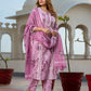 Orni Fashion Mauve Floral print Straight Kurta Bottom And Dupatta Set