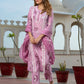 Orni Fashion Mauve Floral print Straight Kurta Bottom And Dupatta Set
