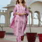 Orni Fashion Mauve Floral print Straight Kurta Bottom And Dupatta Set