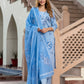 Orni Fashion Sky Blue Floral print Straight Kurta Bottom And Dupatta Set