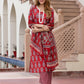 Orni Fashion Red Floral print Straight Kurta Bottom And Dupatta Set