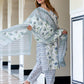 Orni Fashion Grey and White Floral print Straight Kurta Bottom And Dupatta Set