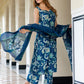 Orni Fashion Blue Floral print Straight Kurta Bottom And Dupatta Set