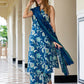 Orni Fashion Blue Floral print Straight Kurta Bottom And Dupatta Set