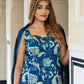 Orni Fashion Blue Floral print Straight Kurta Bottom And Dupatta Set
