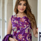 Orni Fashion Purple Floral print Straight Kurta Bottom And Dupatta Set