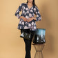 Orni Fashion Black And Cream Floral print Peplum Top