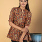 Orni Fashion Rust Ethnic Motifs Peplum Top